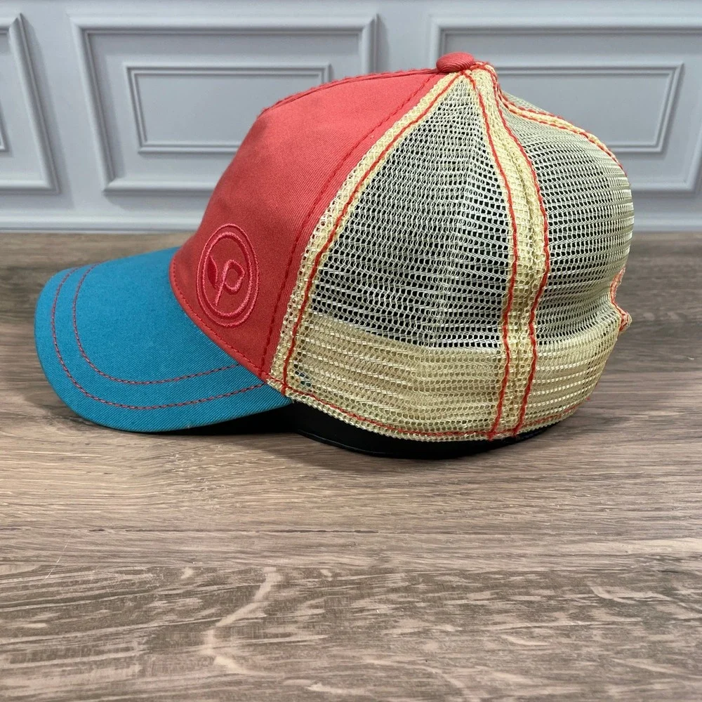 Pistil‎ Women's Coral Teal Flamingo Logo Trucker Hat Adjustable Mesh Back